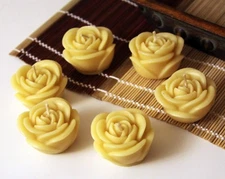 Handmade 100% Pure Beeswax Rose Shape Tea Candles 100% Cotton Wick US made