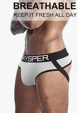 SKYSPER Jockstrap Underwear White Breathable Pouch Black Waist Sexy XXL NWOT