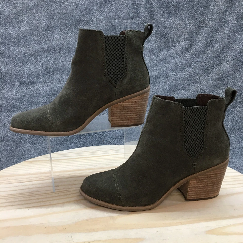 Toms Botas Mujer 10 Everly Chelsea Botines Oliva Gamuza Tacones Pull On 10016847 Foto 2 de 4