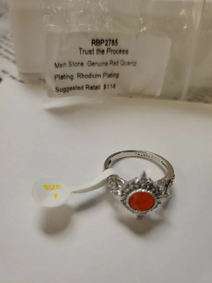 Anillo Fiesta Bomba Talla 7 Colección Especial Cuarzo Rojo   Foto 3 de 3