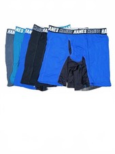 Hanes Big Moves Underwear, Anti-Chafe Boxer Briefs Boys, 6-Pack, Black, Blue L