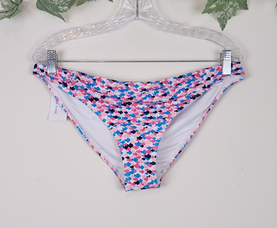 Southern Tide Size L Rose Pink Blue White Fish Print Swim Bikini Bottom NWT