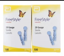 Freestyle 200 Lancets 28 Gauge 2 Boxes of 100  Exp. 12/2028+