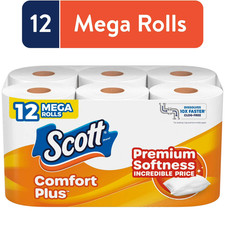 Scott ComfortPlus Toilet Paper, 12 Mega Rolls