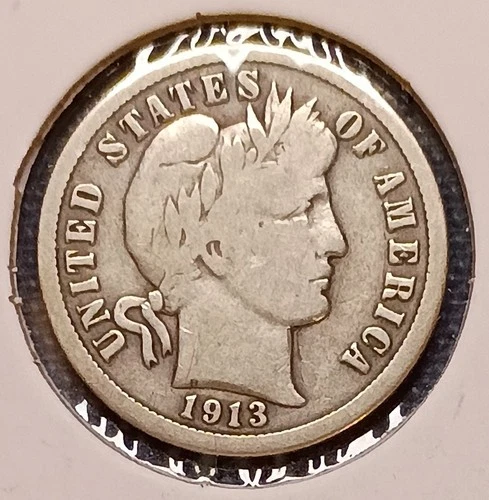 1913 BARBER DIME -- nice Very Good+ (VG+)