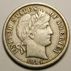 1914 D Barber Dime 90% Silver VF-EF  "Actual Coin Pictured - Not Cleaned"