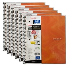 6-PACK Five Star Spiral Notebook 1 Subject College Ruled 80 Sheets Sedona Orange