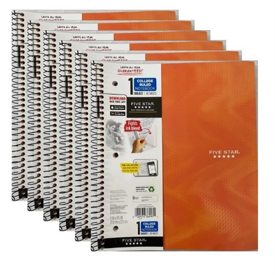 #ad #ad 6 PACK Five Star Spiral Notebook 1 Subject College Ruled 80 Sheets Sedona Orange $24.99