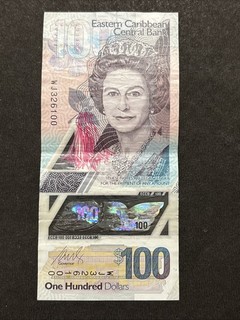 East Caribbean Central Bank 100 $ Dollar Polymer Banknote QEII
