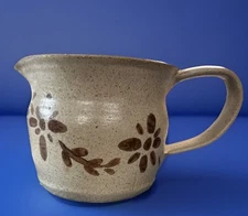 P/C58-Art Pottery Stoneware Pitcher Creamer Crock Pottery Salt Glaze Brown  1981