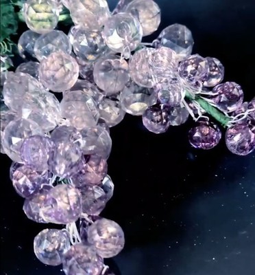 Acrylic Grape Clusters Faceted Purple Clear Retro Kitsch 9'' Set Of 2 Excellent
