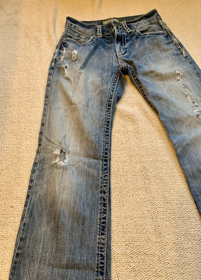 Pantalones de mezclilla BKE con hebilla Justin Boot para hombre 29R azul 29 X 31 ajuste regular Foto 4 de 4