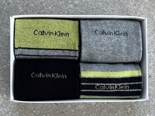 Image of Calvin Klein 4 Pairs of Mens Black Grey Crew Socks UK Size 7-11 New in Gift Box