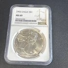 1992 $1 American Silver Eagle NGC MS69 Brown Label