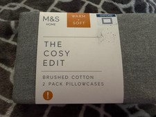 Marks & Spencer the Cosy Edit Brushed Cotton Pillow Cases, 2-Pack, 76x38 Cm grey