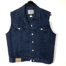 P.S. Gitano Denim Vest Dark Blue Cotton Vintage Retro 80s Western Workwear