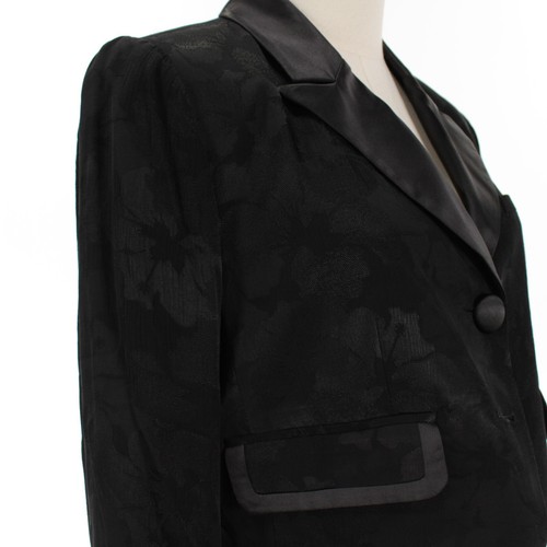 LoveShackFancy NWT Zubin Cropped Blazer Size 8 in Black w/ Tonal Floral Print - Picture 5 of 12