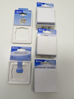 KOPP Feuchtraum IP44 Arktis-Weiß  Schalter Steckdose Rahmen Taster 