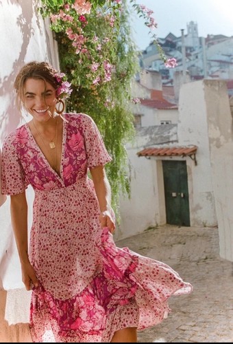 Spell & The Gypsy Winona Maxi Dress Gown Berry Pink SIZE XS Boho Floral Print - Picture 2 of 14