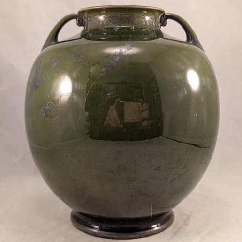 Antique Japanese Izumo Jakuzan Wakayama Ceramic 2-Handled Jar Vase Dragons - Picture 16 of 22