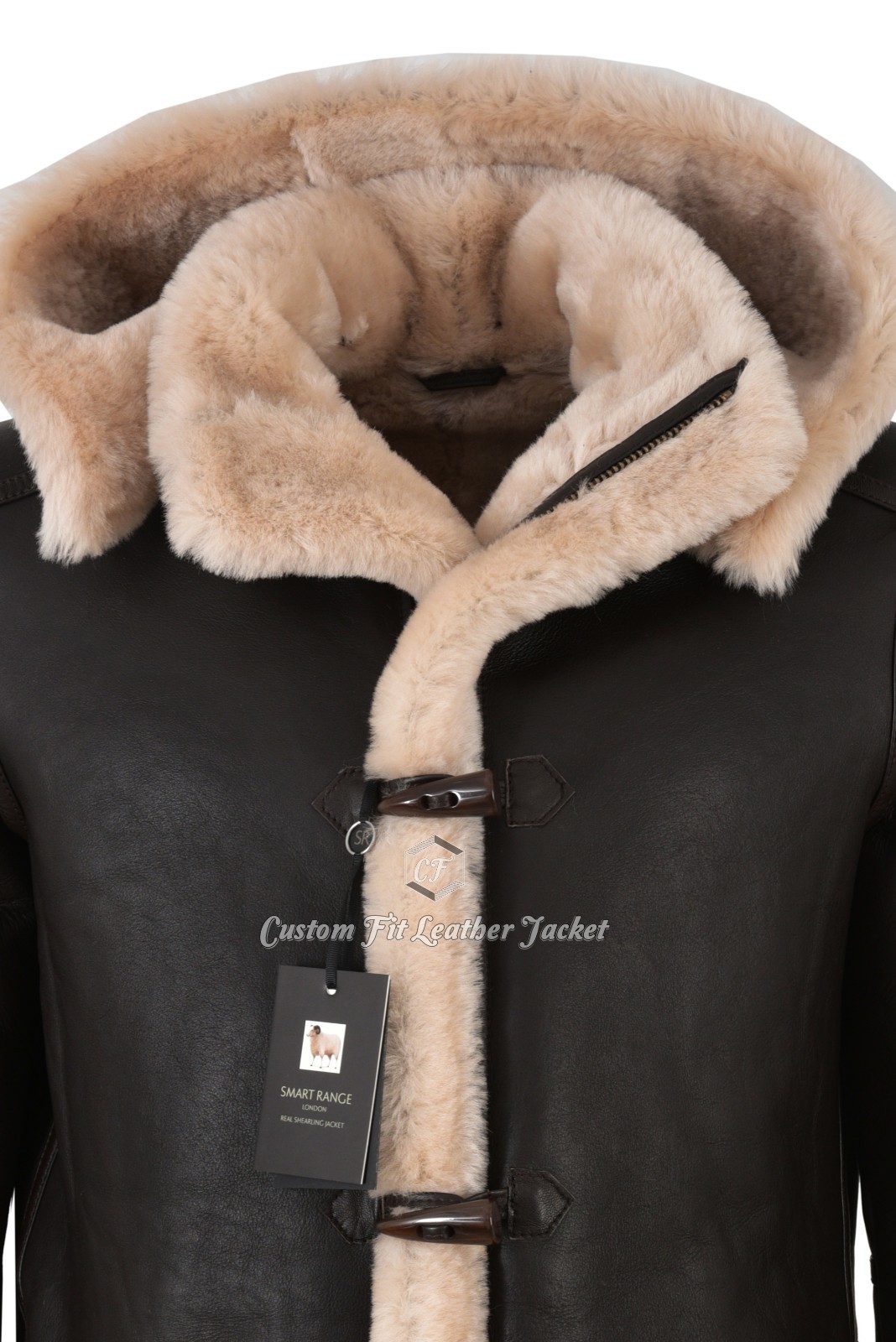 ALTRA Cappotto borsone uomo pelle di pecora marrone beige pelliccia con cappuccio 100% shearling ivar