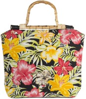 KüStenluder «Carlie Hibiscus» Vintage Aloha Palm Bamboo Handle Tasche Rockabi