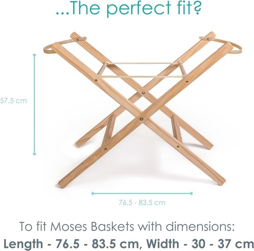 Clair de Lune Wooden Folding Moses Basket Stand - Natural - Picture 2 of 6