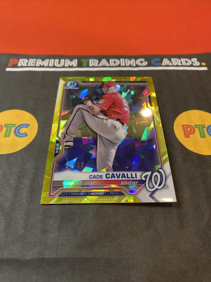 2021 Bowman Chrome Sapphire Cade Cavalli BCP-99 Yellow Refractor /50 - Image 4 of 4