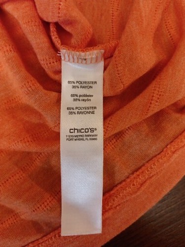 Weekends by Chico's Short Sleeve French Twist Orange T-Shirt Womens Size 1 ~EUC~ - Picture 6 of 7
