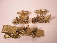 Convertible Antique Automobiles Vintage Cuff Links & Tie Bar Clip old car