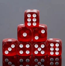 NEW Dice Set of 6 D6 (16mm) - Translucent Red