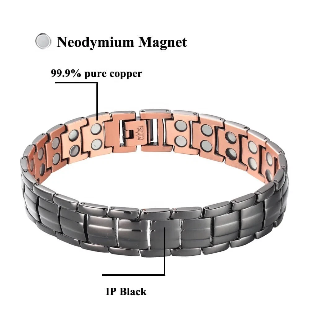 Pure Copper Neodymium Magnetic Therapy Bracelet Double Strong with link remover