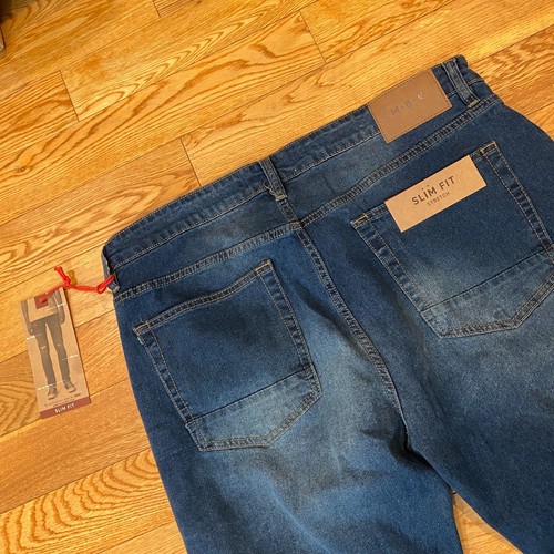 MBX Men's Denim Jeans Pants Slim Stretch Fit Wash Blue 36x32 NWT - Picture 3 of 11