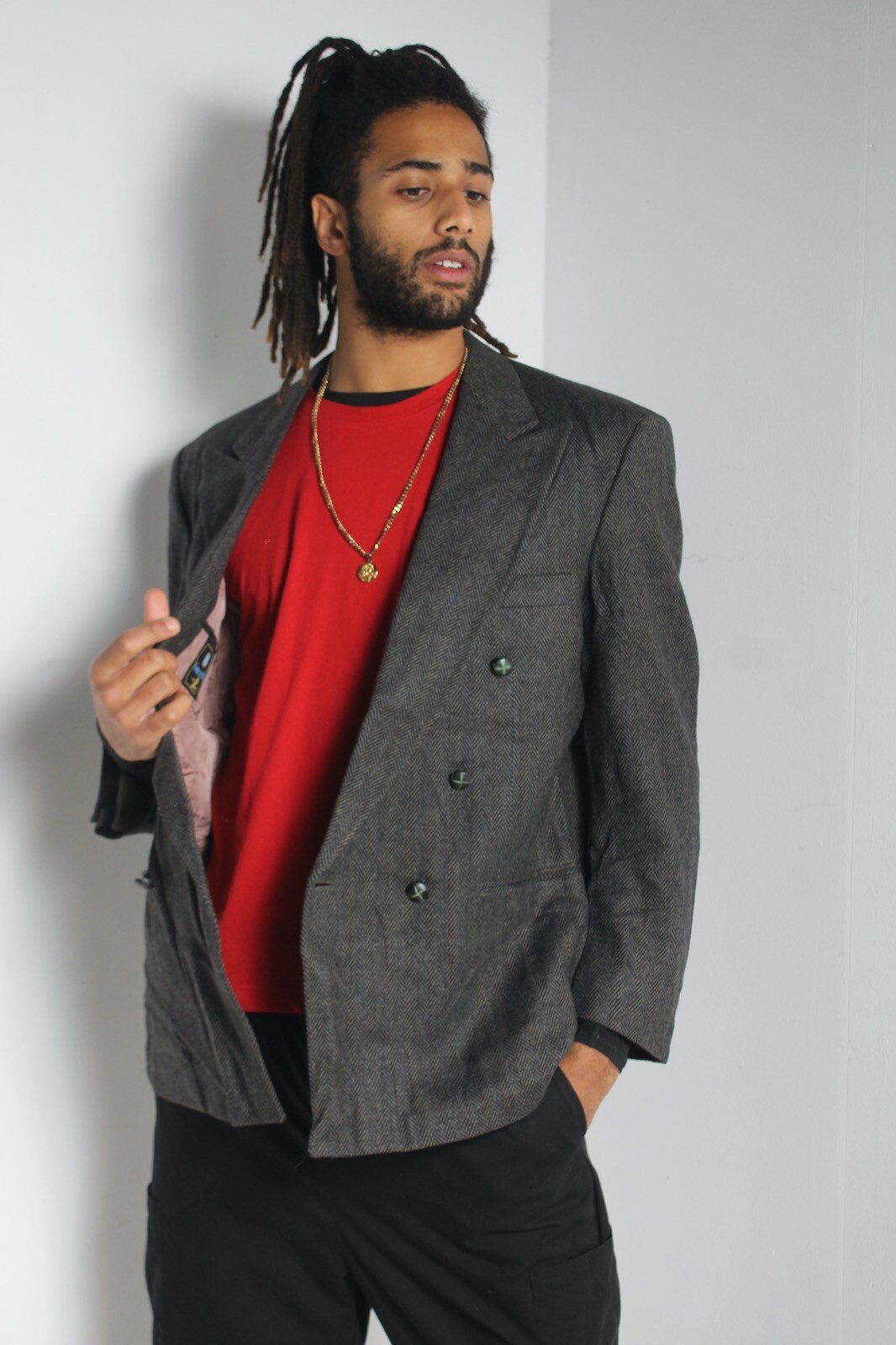 FILA Giacca blazer tuta tweed uomo vintage Embassy Row grigio taglia 44 L30' (W1 N5)