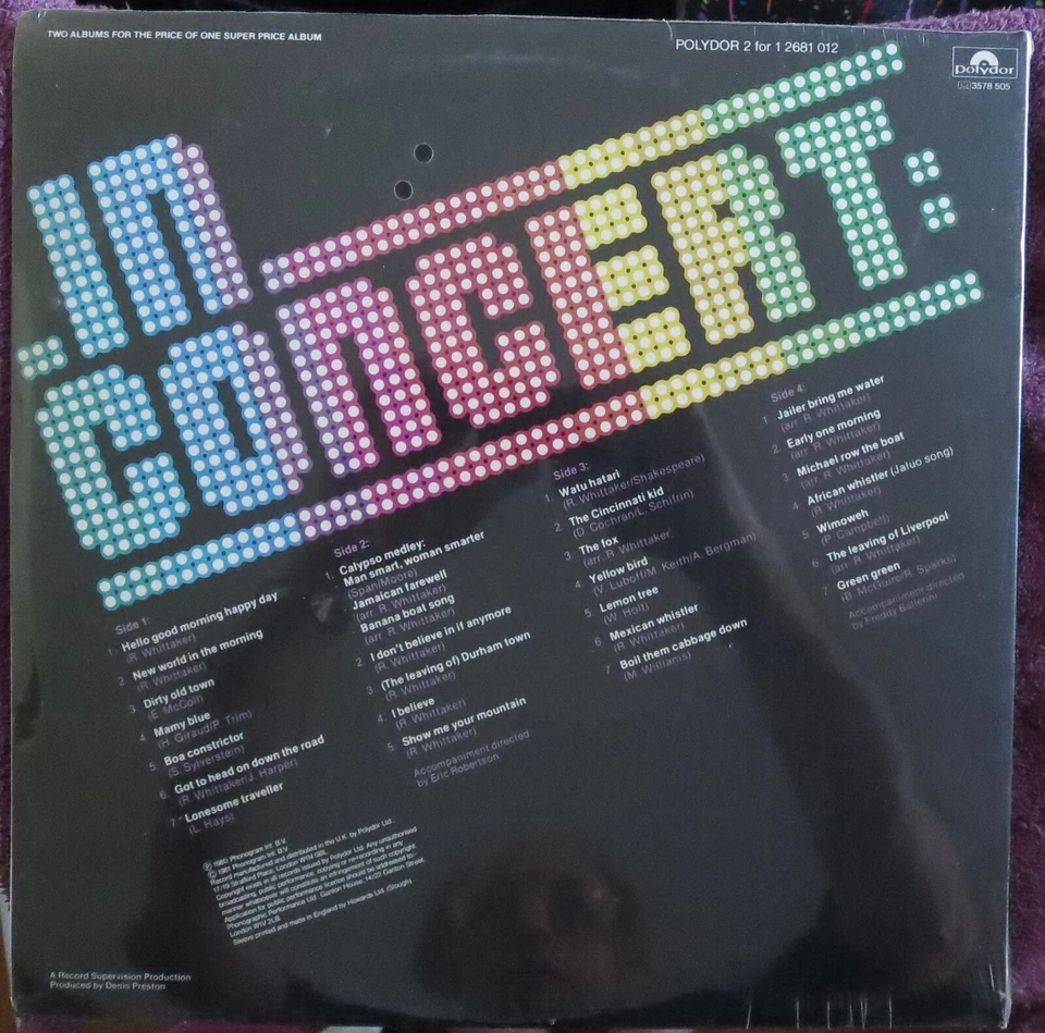 ROGER WHITTAKER, In Concert [Polydor] UK New Sealed Old Stock 2LP - Image 2 of 2