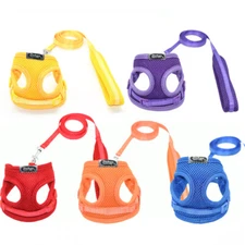 Small Medium Dog Nylon Mesh Harness Leash Set Puppy Lead Vest Outdoor Walking 