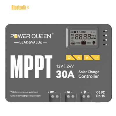 Power Queen Laderegler Smart Solar MPPT Solarladeregler 12/24V 30A mit Bluetooth