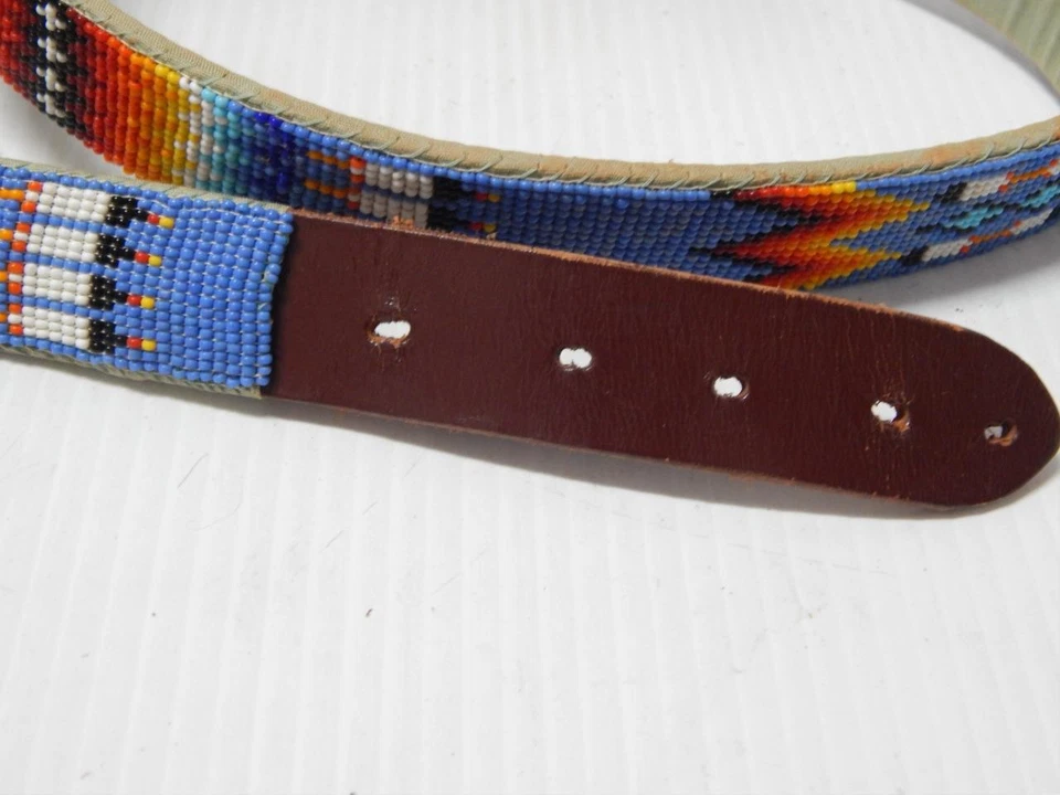 VINTAGE MONTANA NO. CHEYENNE PLAINS INDIAN PICTORIAL BEADED BELT + BUCKLE -MINT! - Image 4 of 4