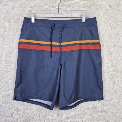 Fair Harbor Swim Trunks Mens XL Navy Blue Striped Unlined 8''