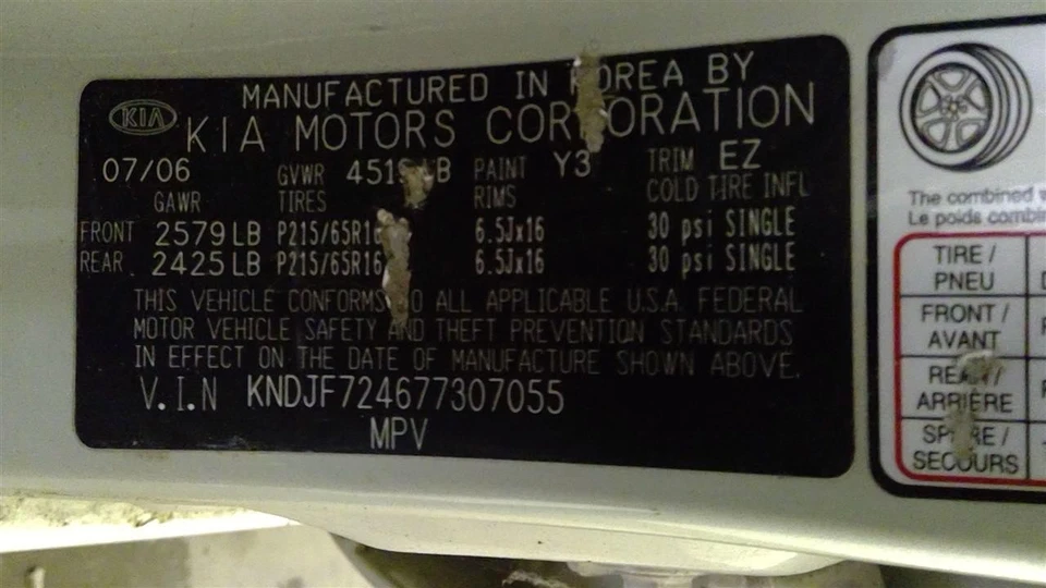 Used Tire Pressure Monitoring System (TPMS) Control Mod fits: 2007 Kia Sportage - Image 4 of 4