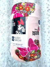 NEW Minnie Mouse Pink Floral Soft Oversized Throw Blanket 5ft x 6ft The Big One