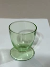 Green Clear American Uranium Pressed Glass Footed Sherbet Cup 3 1/4" Glows in UV
