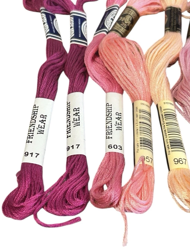 NEW DMC Floss 10 Skeins & 5 Smaller Friendship Wear Skeins Pink Blue Green White - Image 2 of 4