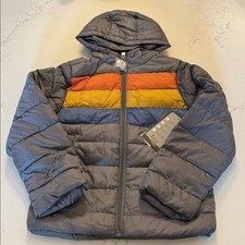Ixtreme Boys Retro Stripe Quilted Hooded Puffer Jacket size 5 NWT