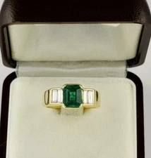 3Ct Emerald Cut Simulated Diamond Men's Wedding Band Ring 14k Yellow Gold Plated