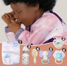 Realistic Black Reborn Baby Girl Doll w/ Pacifier & Plush – Lifelike Newborn