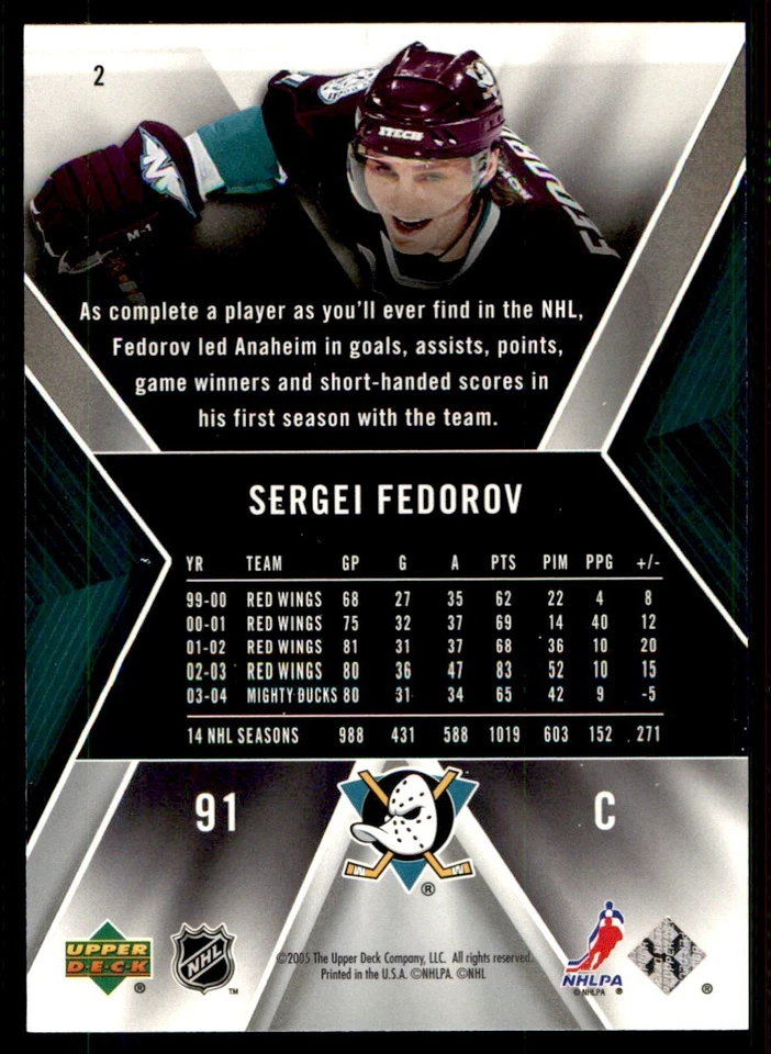 2005-06 SPx Sergei Fedorov Anaheim Mighty Ducks #2 - Image 2 of 2