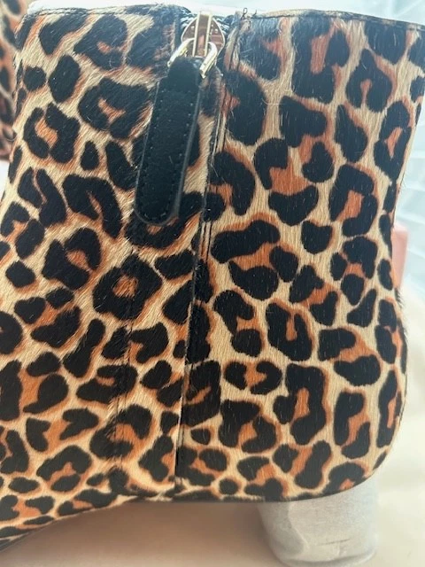Kate Spade NY Sydney Lovely Leopard Zip Up Leather Fur Ankle Boots NIB - Size 8B - Image 3 of 4