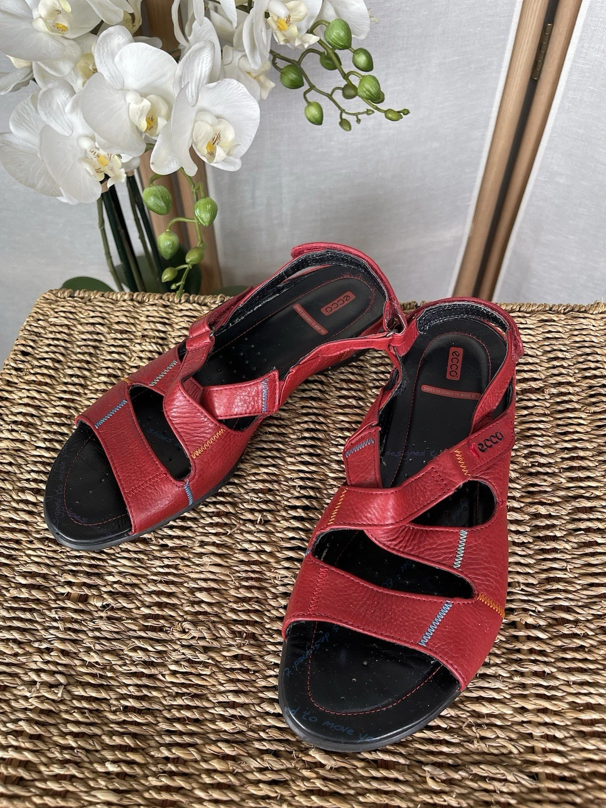 Ecco sandali in pelle rosso EU 41 UK 7