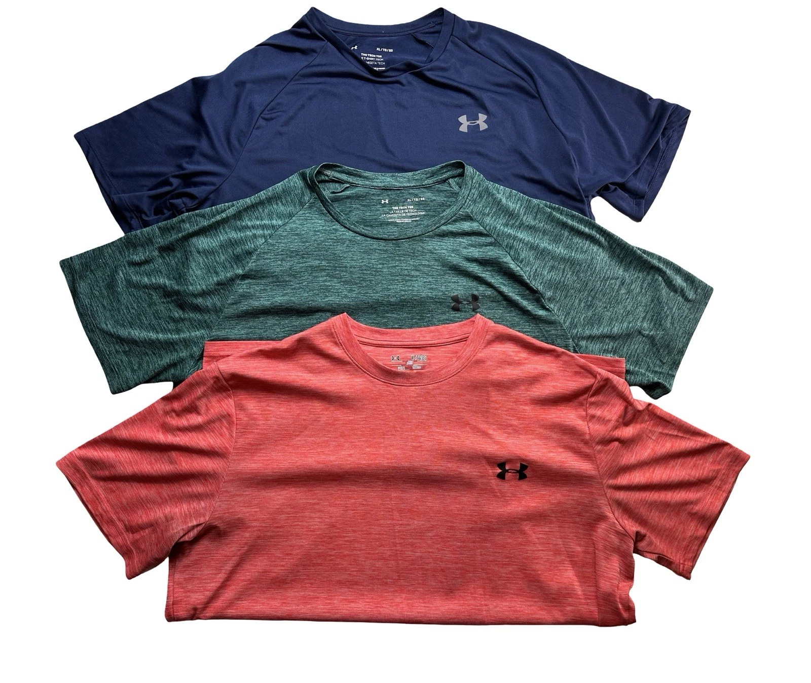 Under Armour Shirt Lot Mens XL Tech Tee & HeatGear Short Sleeve Athletic (D)
